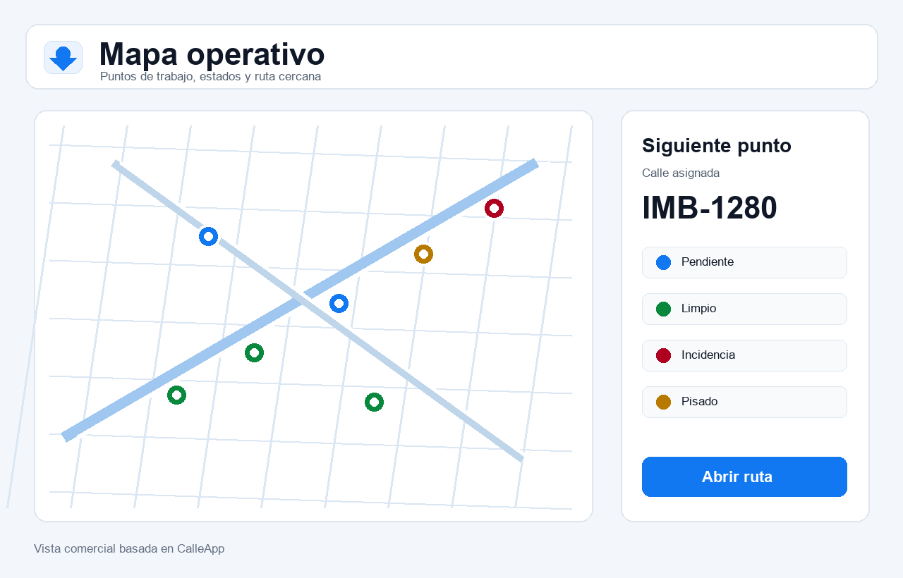 Mapa operativo de CalleApp para imbornales y redes