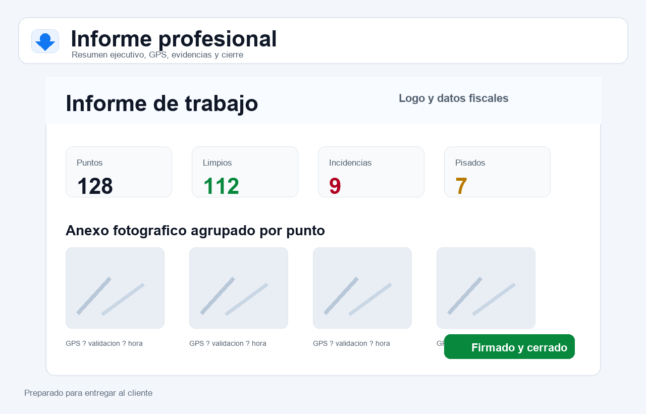 Informe PDF profesional generado con CalleApp